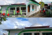 Personil Polres Sula Membersikan Lingkungan Masjid Nurain Desa Fatce, Kecamatan Sanana